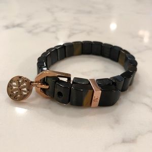 Rustic Cuff Bracelet in Black/Brown with Gold